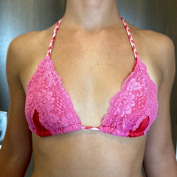 BEACH BUNNY SWIMWEAR SEXY & ELEGANT VIBRANT LACE BIKINI PINK/CORAL! COMFORTABLE - Picture 2 of 15